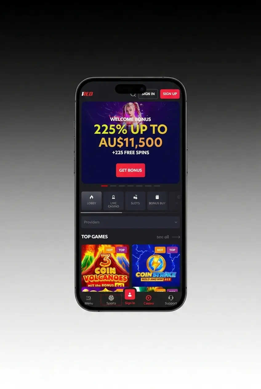 1Red mobile app deposit screen showing cashier menu with payment options like Visa, Skrill, and Bitcoin on a smartphone