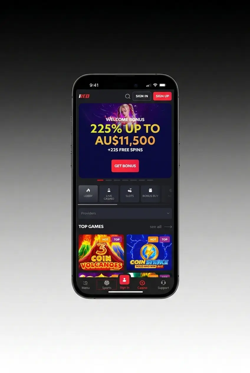 1Red mobile app deposit screen showing cashier menu with payment options like Visa, Skrill, and Bitcoin on a smartphone