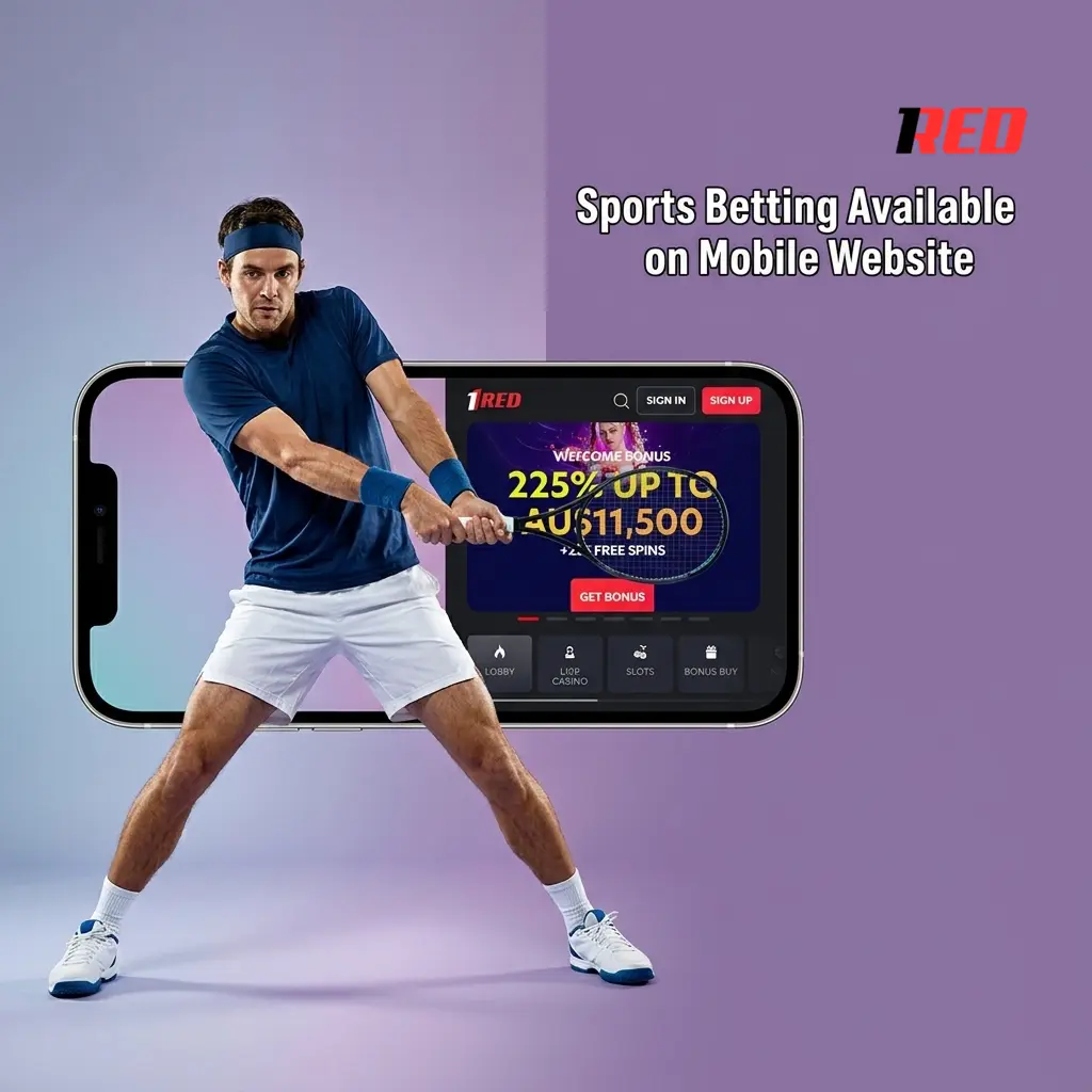 1Red mobile sportsbook displaying live betting markets for AFL, NRL, cricket, tennis, horse racing and more for Australian punters
