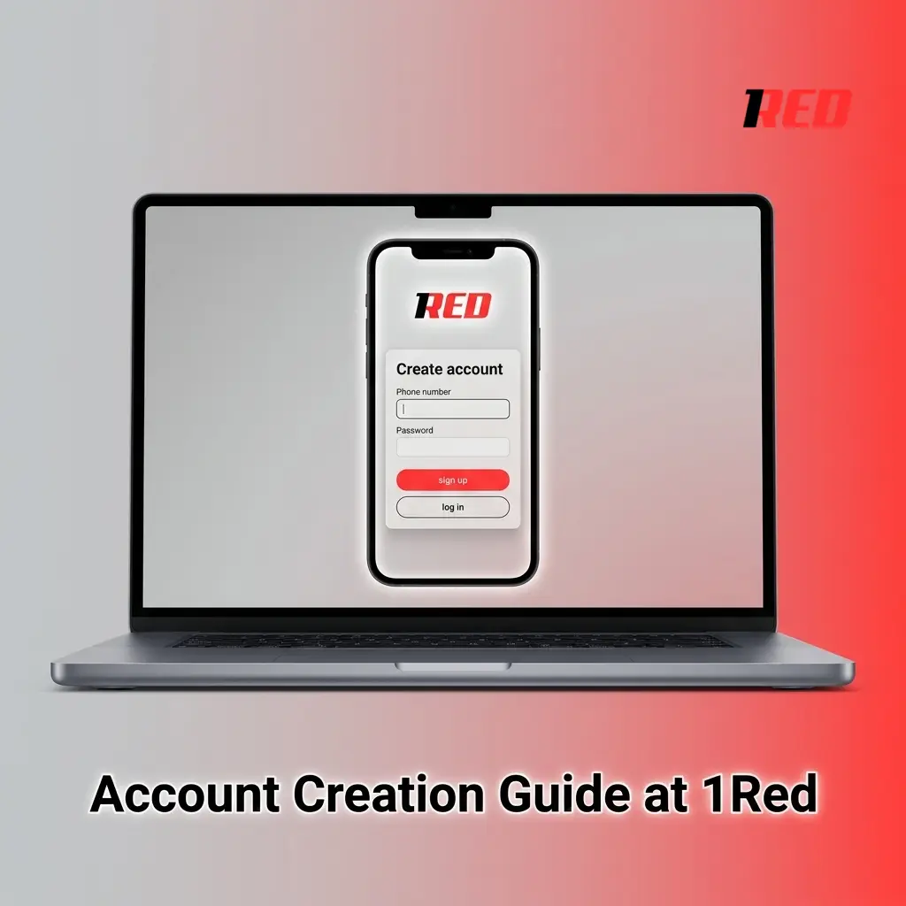 Step-by-step 1Red account creation guide showing registration form for Australian players to claim AU$10,000 welcome bonus