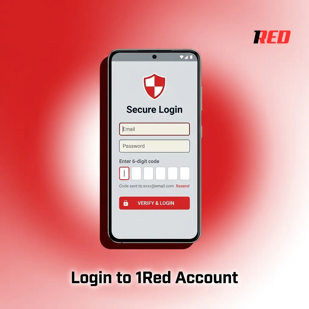 1Red account login page showing sign in form with email and password fields on desktop and mobile