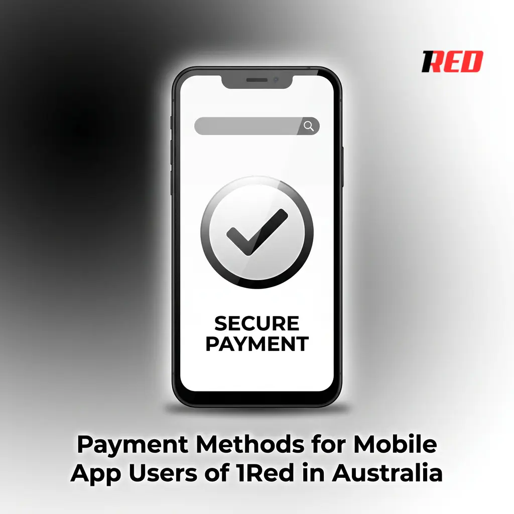 1Red mobile app payment methods in Australia including Visa, Mastercard, Skrill, Bitcoin, and bank transfer options